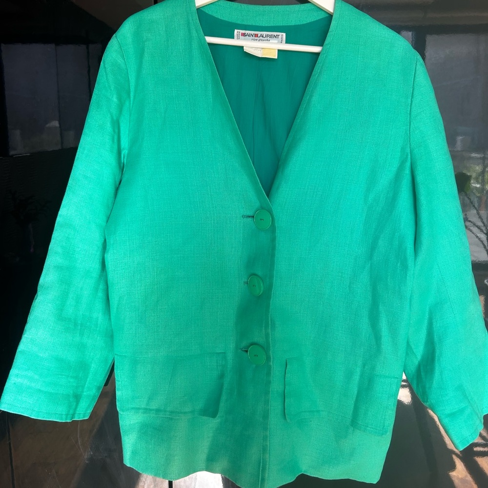 Yves Saint Laurent Green linen Blazer